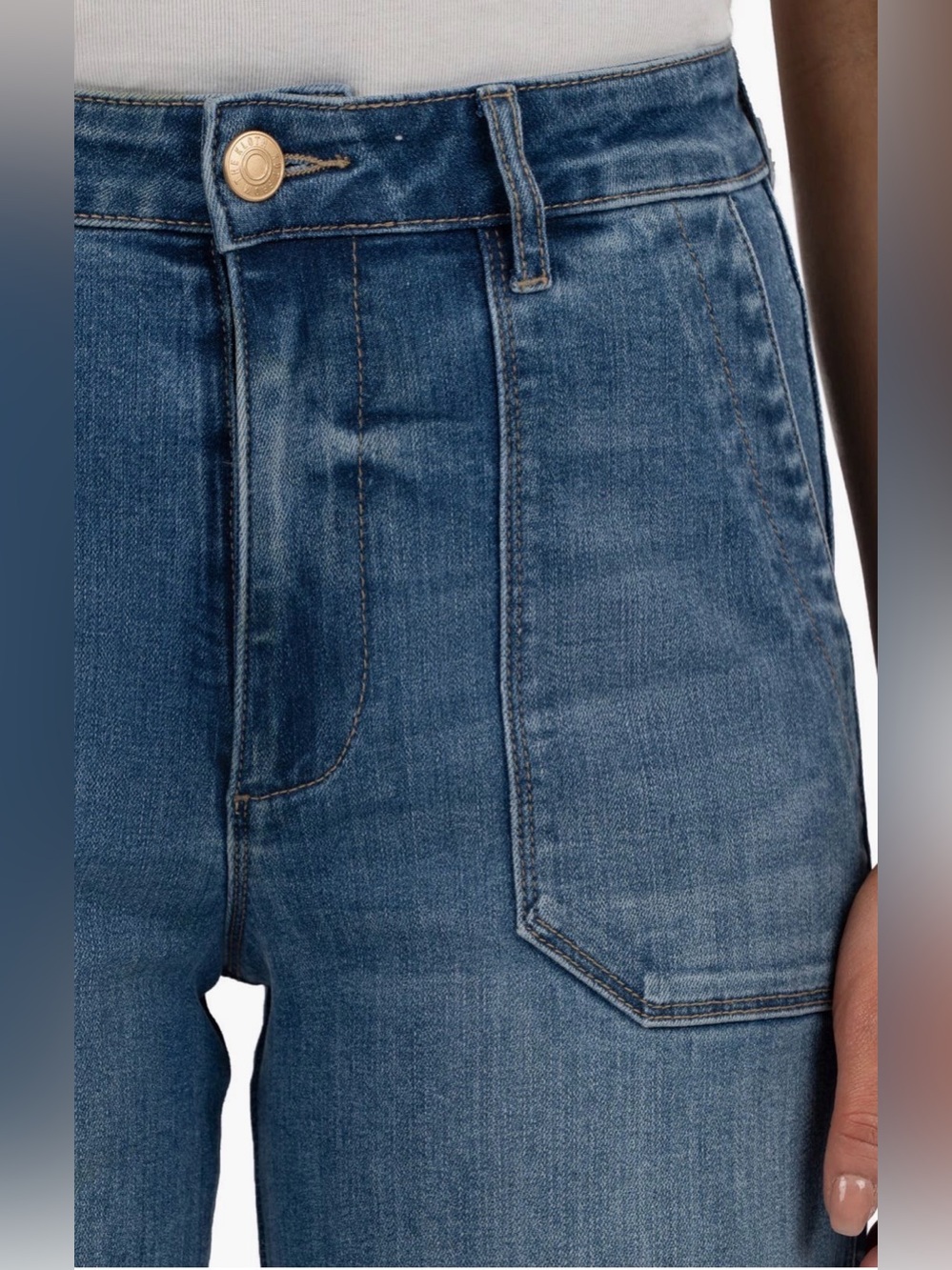 NEW…KUT from the Kloth Patch Pocket High Waist Wide-Leg Jeans - Picture 3 of 6